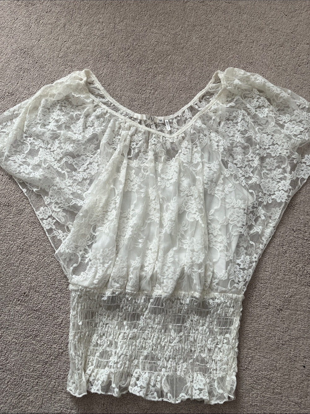 HAVE White Floral Lace Top
